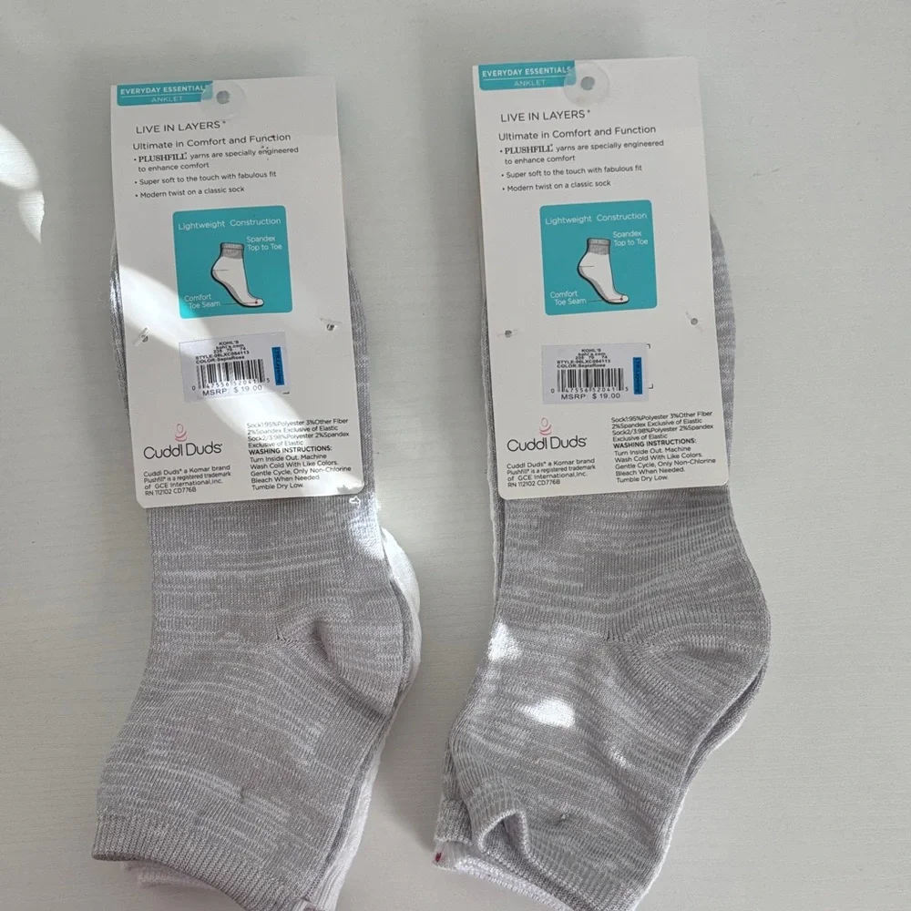 BOGO 3 pack Cuddl Duds White Socks with Red Accents